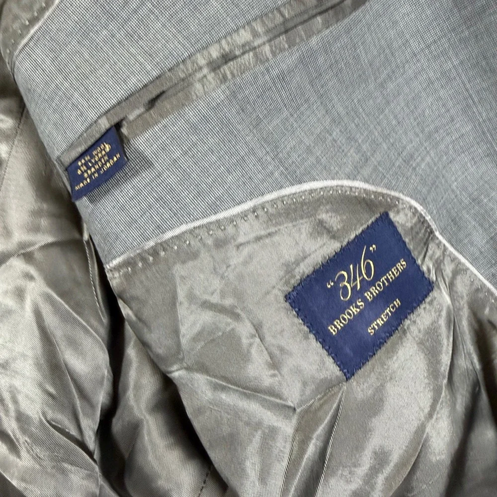 Brooks Brothers 346 Mens Grey Wool Stretch 2 Button Blazer Jacket 46 RG 05361027